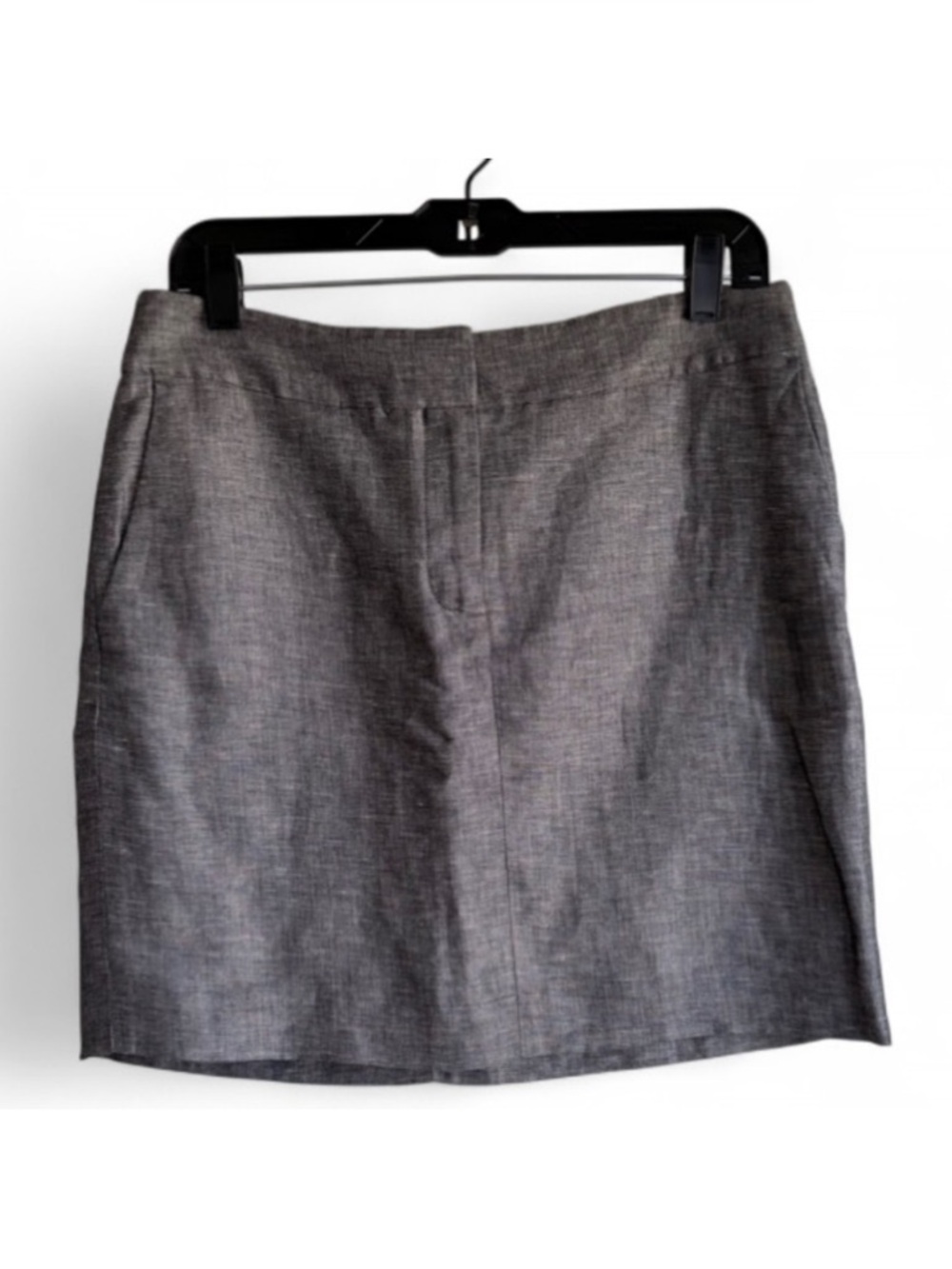 Loft Silver Grey Linen Cotton Blend Mini Pencil Skirt Size 6